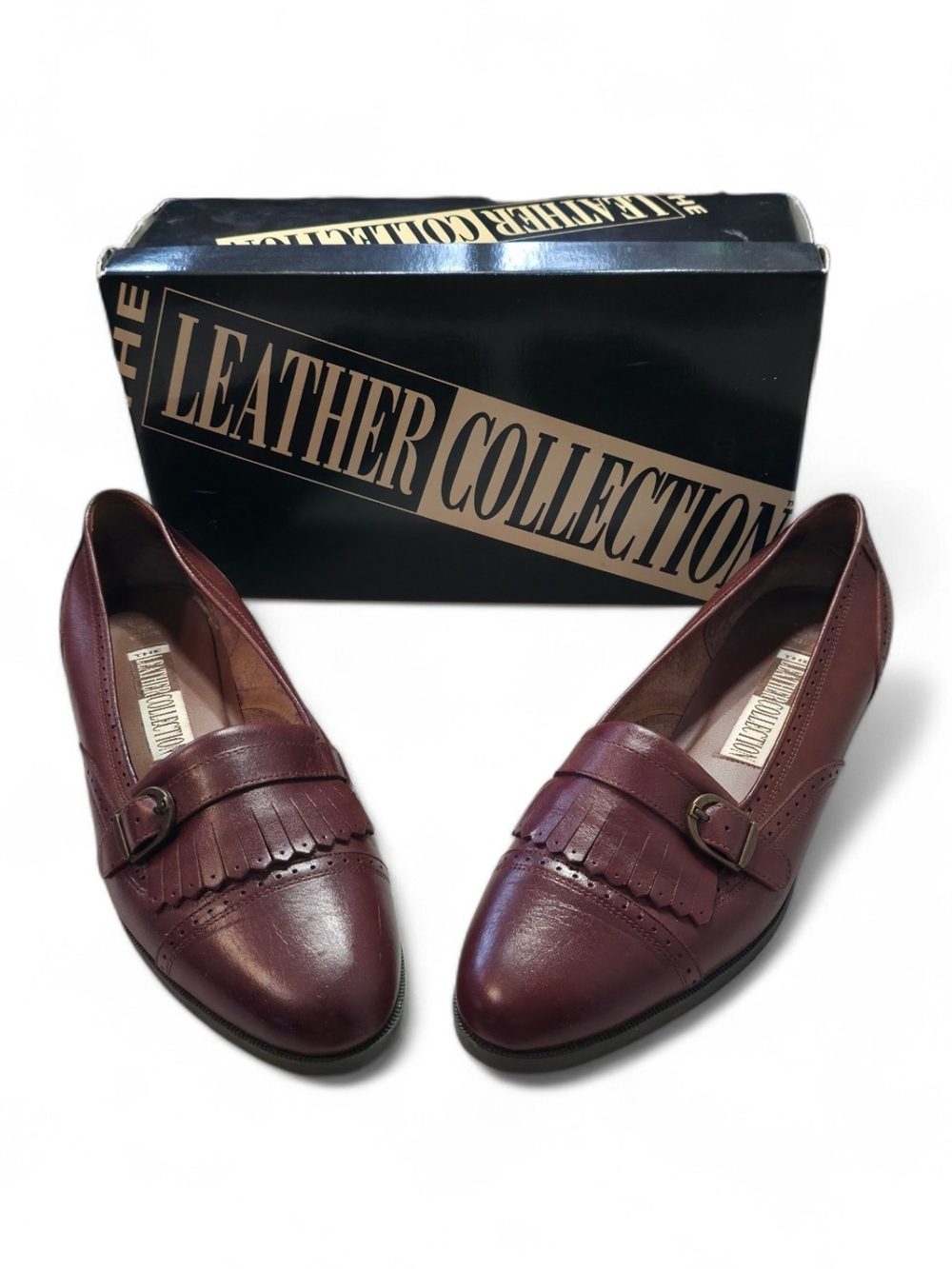 Women's Burgundy Leather Kiltie Loafers